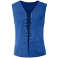 Gilet Médiéval Renaissance Homme Bleu Sans Manches Lacets Costume de Pirate Haut Fête - S / Hauts / Bleu