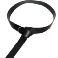 Black leather medieval belt with metal D-ring buckle, perfect for cosplay and daily wear. - Black Leather Strap