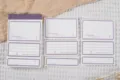 Vintage paarse rand afscheurbaare notitieblokken, decoratief speciaal papier voor journalen. - Druivenpaars