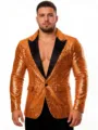 Chaqueta blazer elegante de lentejuelas doradas para hombre fiesta escenario club - Naranja