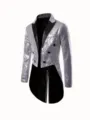 Men's Silver Sequin Tailcoat Tuxedo Jacket Stage Performance Party Nightclub Blazer - S / Silver
