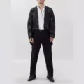 Men sequin tailcoat stage performance suit jacket sparkle tuxedo for concert party DJ show - Black