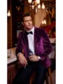 Men's purple velvet blazer stylish slim fit jacket for party wedding formal events wear. - XXS / Purple