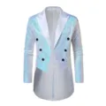 Herren Glitzer Pailletten Frack Jacke Holografische Party Club Bühne Performance Anzug Mantel - Weiß