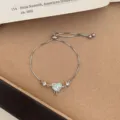 Silver blue heart adjustable bracelet, exquisite zircon charm dainty chain jewelry gift. - SLW16 Blue Heart Four-Pointed Star Bracelet