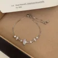 Silver Ginkgo Leaf Zircon Bracelet, Adjustable Chain Dainty Fashion Jewelry Variant - TSW39 Ginkgo Leaf Bracelet