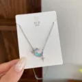 Silver crescent moon pendant necklace, minimalist daily commuting clavicle chain jewelry. - TXL95 Blue Moon Four Pointed Star Necklace