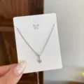 Minimalist silver star pendant necklace, delicate daily commuting accessory for women. - TXL96 Large Small Four Pointed Star Rhinestone Necklace