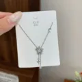 Silver star moon pendant tassel necklace, delicate cubic zirconia clavicle chain item. - TXL103 Star Pendant Necklace