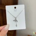 Silver Bow Pendant Necklace, Minimalist Dainty Charm Jewelry for Women Daily Commute - TXL121 Fireworks Heart Pendant Necklace