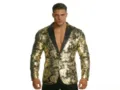 Men's Fashion Gold Paisley Suit Jacket European Size Stylish Casual Blazer Coat New - S / Gold