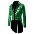 Herren Gruene Pailletten Frack Jacke Tuxedo Buehne Performance Party Nachtclub Outwear Top - Grün