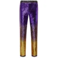 Pantaloni da uomo slim in paillettes con sfumatura viola e oro per feste spettacolo matrimonio. - Oro Viola