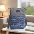 Borsa Tracolla Telefono Tela Stile Etnico Borsa Spalla Casual Multistrato Donna Uso Quotidiano - Verde Scuro-Striscia Bianca 5 Strati