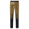 Herren Pailletten Anzughose Slim Fit, glitzernde Farbverlauf Hose für Party und Bühne. - S / Gold Schwarz