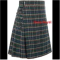 Men's traditional plaid kilt skirt with cargo pockets and metal buckles, stylish and durable. - S / Royal Green