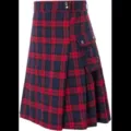 Red and blue tartan plaid kilt detail with cargo pocket and pleats for men detail view - Red 2