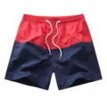 Short de Bain Homme Bloc de Couleur Été Plage Casual Bermuda avec Cordon Rouge Bleu - XL / Rouge