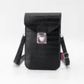 Borsa a tracolla per telefono in pelle PU con motivo coccodrillo nero e chiusura in metallo. - Touchscreen Stampato / Nero Opaco