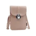 Borsetta a tracolla per cellulare in pelle PU rosa con serratura, piccola tasca verticale. - Touchscreen Liscio / Rosa