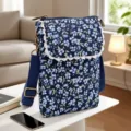 Borsa a tracolla per cellulare in tessuto floreale con pizzo, piccola borsa casual donna. - Tracolla a 5 Strati / Piccola Orchidea