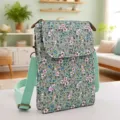 Borsa a tracolla per cellulare in tessuto floreale, borsetta verde multistrato stile pastorale - Verde Floreale Tinta Unita - 5 Strati