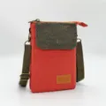 Canvas crossbody phone bag for women, casual small messenger shoulder bag with adjustable strap. - Solid Color 5 Layers - Orange