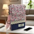Floral canvas crossbody phone bag, pink floral and denim patchwork with lace trim. - Floral Pink Patchwork - 5 Layers Crossbody