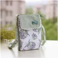 Pastoral floral fabric crossbody phone bag with bow, green small shoulder bag for women. - Green - Bouquet 5 Layers