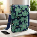 Floral Fabric Crossbody Phone Bag Navy Blue Green Flower Pattern Casual Daily Shoulder Bag - Green Stamen - 5 Layers Crossbody