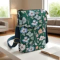 Green floral fabric crossbody phone bag with adjustable strap and chic pastoral style design. - Green Morning Glory - 5 Layers Crossbody
