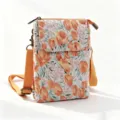 Floral Fabric Crossbody Phone Bag Casual Small Orange Tulip Print Shoulder Handbag - Orange Tulip - Oil Painting 5 Layers