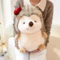 Cute plush hedgehog toy with red apple decoration, soft stuffed animal doll for kids gift. - 16cm / Grey Hedgehog