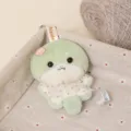 Cute green plush toy pendant with cute dress and flower, soft stuffed animal bag charm accessory. - Snake