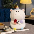 Niedliches Plüsch-Einhorn-Puppenspielzeug mit roter Rose, weiches Stofftier Geschenk für Kinder. - 16cm / Einhorn Puppe mit Blume