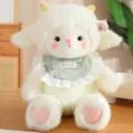 Mignonne peluche agneau douce avec bavoir floral, adorable animal en peluche pour filles et enfants. - Poupée 45cm / Petit Mouton au Bavoir