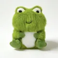 Adorably fluffy green frog plush toy, soft stuffed animal companion for kids and gift ideas. - Frog