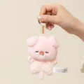 Cute pink plush pig keychain stuffed animal pendant bag charm with soft polka dot bib - Pig