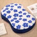 Cute blue and white floral memory foam plush pillow with washable cover and zipper. - S / Blue