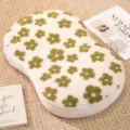 Green floral memory foam pillow, cute plush contour pillow variant with white fluffy cover. - S / Green