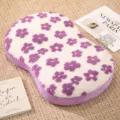 Cute floral memory foam pillow plush cushion with purple flowers, soft removable cover. - S / Purple