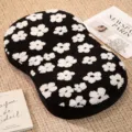 Cute floral memory foam pillow soft plush throw cushion black and white decorative pillow - Black