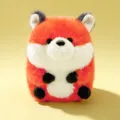 Cute round stuffed animal plush toy, soft orange fox doll for kids and gift, fluffy kawaii toy. - Fox