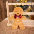 Christmas gingerbread man plush toy cute doll pendant holiday gift decoration home decor - Plaid Bowtie Gingerbread Man / 20cm
