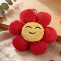 Portachiavi fiore in peluche rosso con viso sorridente giallo carino per borsa - Ciondolo Girasole Rosso