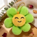 Simpatico portachiavi di peluche girasole sorridente foglia verde fiore giallo ciondolo borsa - Ciondolo Girasole Verde
