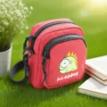 Nylon embroidered crossbody bag for women, cute dinosaur pattern casual phone shoulder bag. - Monster Dinosaur Red-NL Embroidery