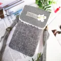 Sweet houndstooth crossbody phone bag with floral lace trim, perfect for daily use. - Plain Black Gray - 3-Layer Phone Bag