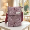 Borsa a Tracolla Telefono Tessuto Stampa Foglia Donna Quotidiano Borsa a Mano - Viola - Foglia Grande 5 Strati