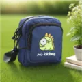 Cute embroidered nylon cross-body bag for women and students, lightweight phone shoulder bag. - Monster Dinosaur Blue-NL Embroidery